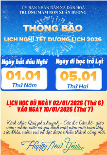 THÔNG BÁO LỊCH NGHỈ TẾT DƯƠNG LỊCH 2026