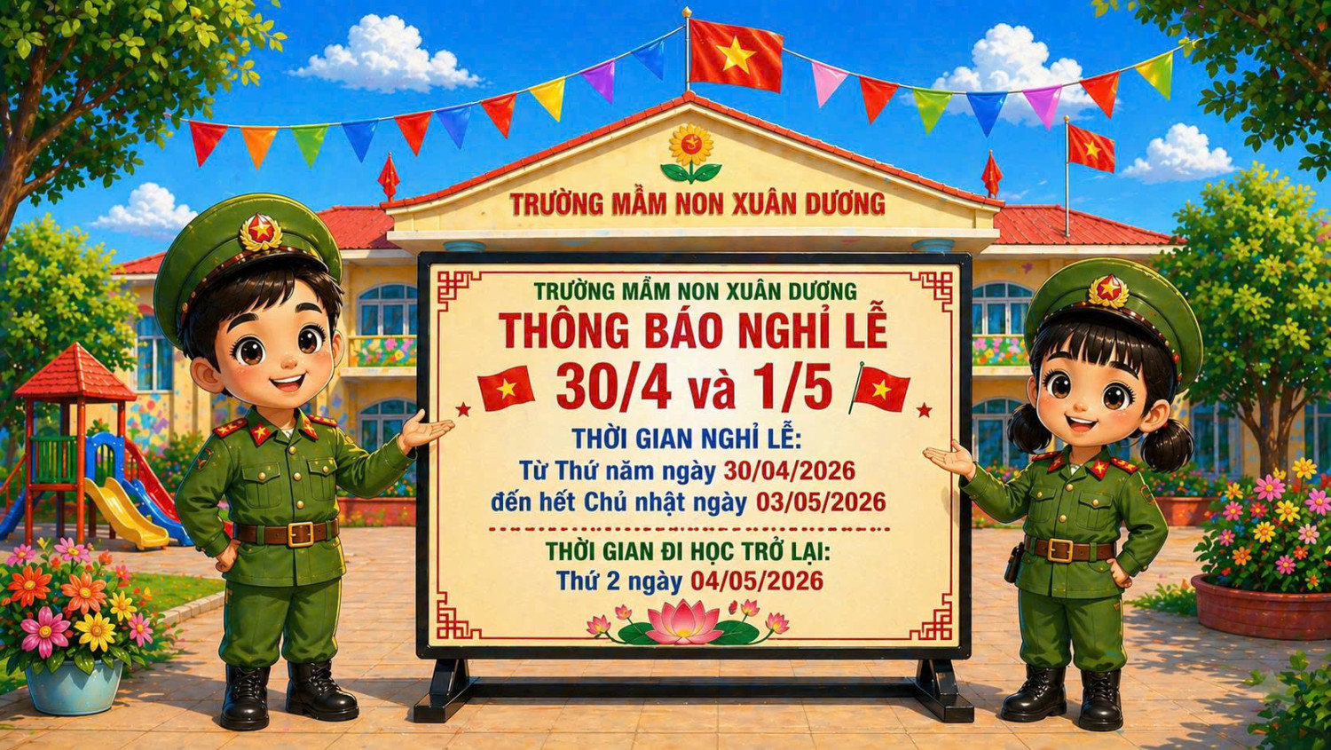 📢 THÔNG BÁO NGHỈ LỄ 30/4 VÀ 1/5